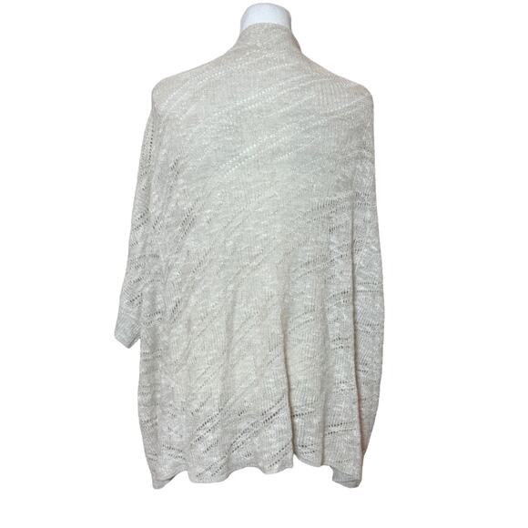 EILEEN FISHER Open Knit Sweater Cardigan Women L Linen Cover Up Flowy Luxury - Picture 6 of 10